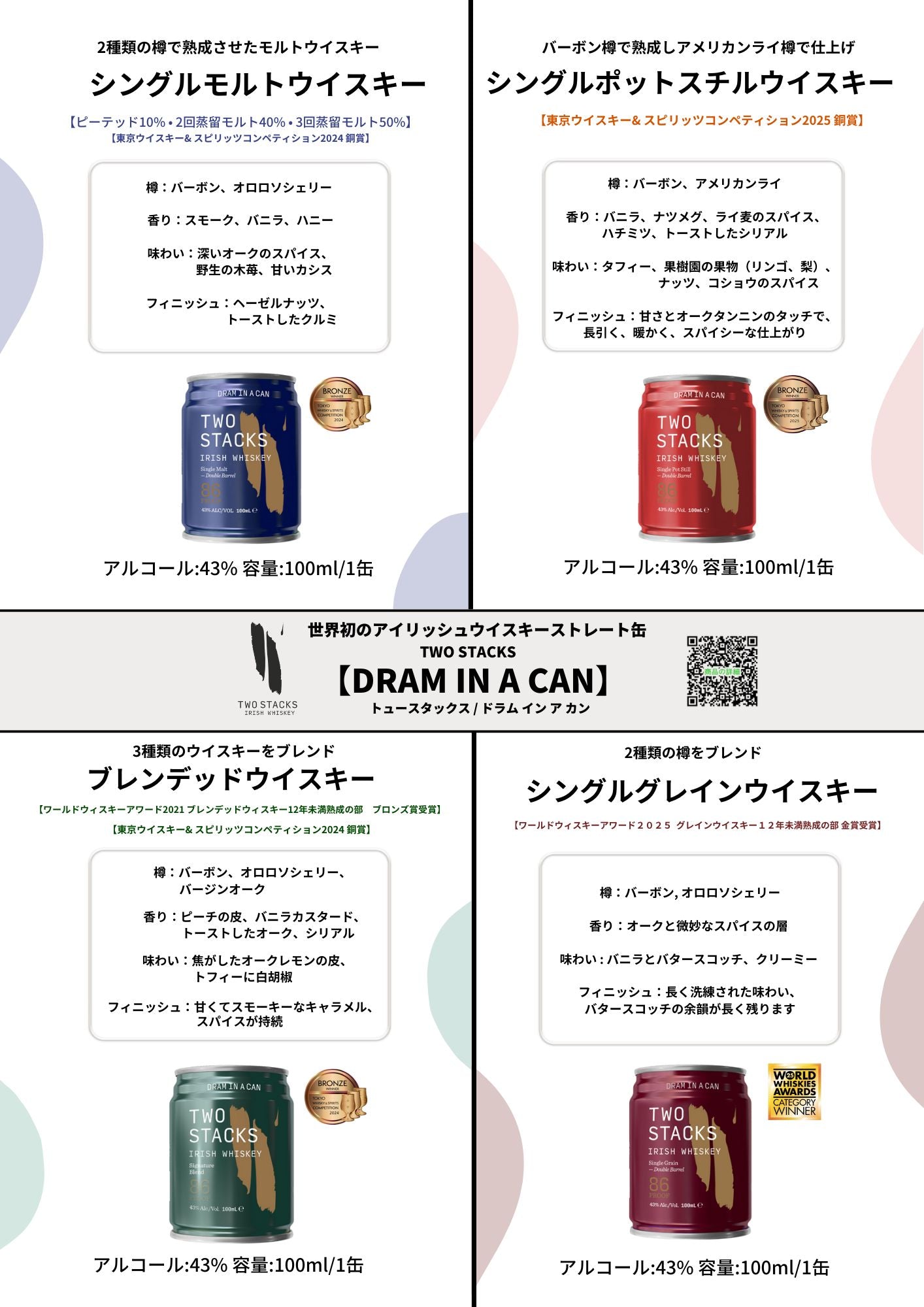 トゥースタックス- ドラムインアカン- 4種４缶ギフトBOXセット- TWO STACKS -DRAM IN A CAN-